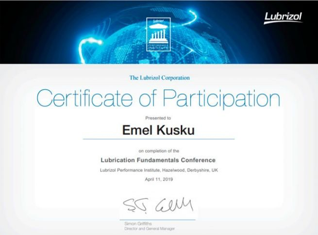 AMINOL Lubricant Plant Representatives Awarded Prestigious International Certification!