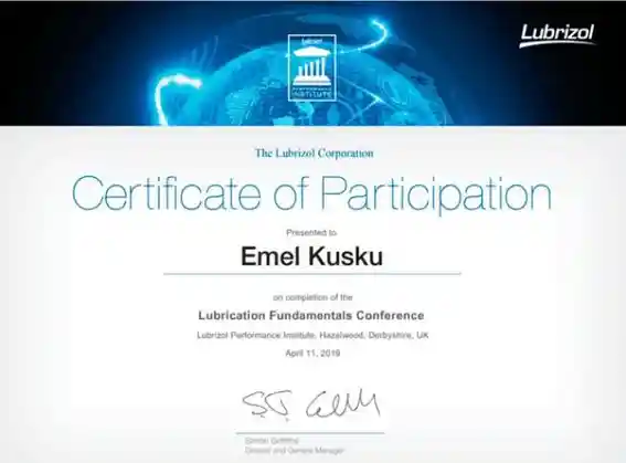 AMINOL Lubricant Plant Representatives Awarded Prestigious International Certification!