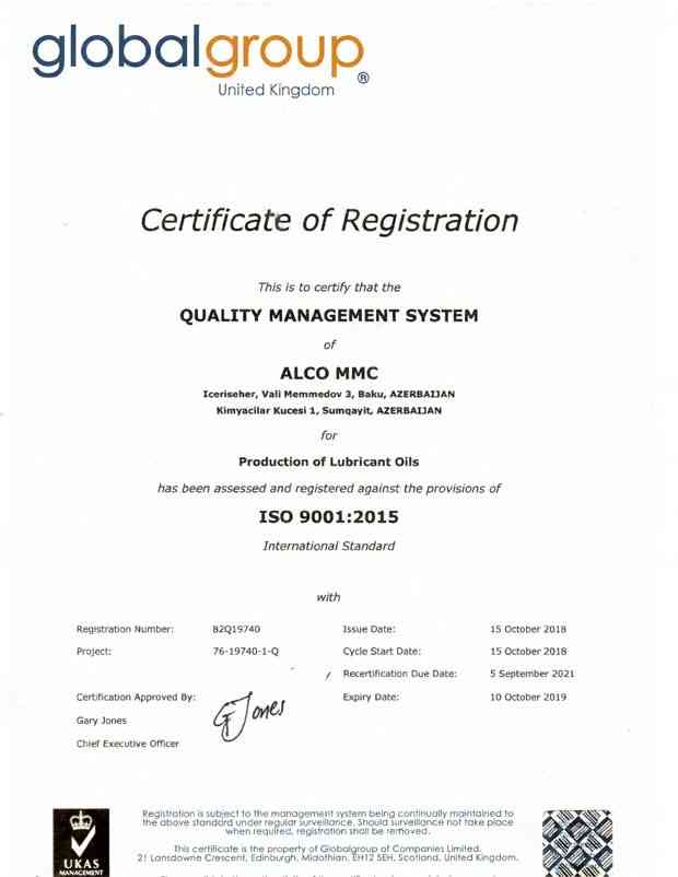 “Aminol” Becomes the First Company to Receive ISO 9001:2015 Certification!